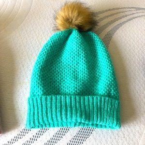 Pompom decor beanie-Teal